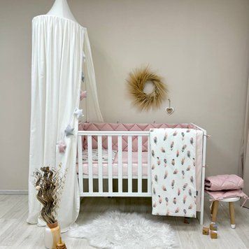 Комплект постільної білизни для новонародженого Baby Mix Перо пудра, колір пудра &mdash; купити в Bubbleshop