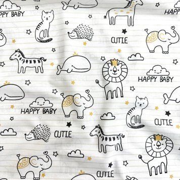 Пелюшка бязь Animals жовтий &mdash; купити в Bubbleshop