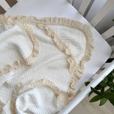 Крижма муслін з еластичним мереживом біла &mdash; купити в Bubbleshop