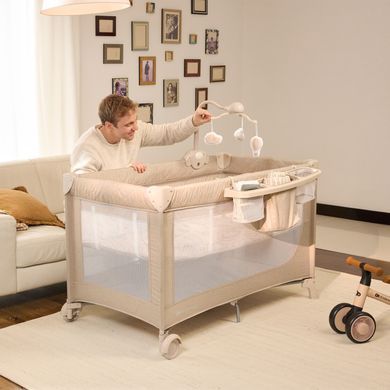 Ліжко-манеж Kinderkraft Leody Up Grey (KCLEODUPGRY0000) &mdash; купити в Bubbleshop