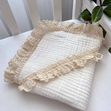 Крижма муслін з еластичним мереживом біла &mdash; купити в Bubbleshop