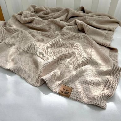 Плед вязаний Рогожка new пісочний &mdash; купити в Bubbleshop