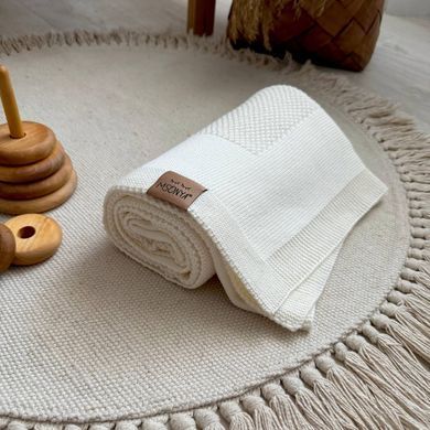 Плед вязаний Рогожка new айворі &mdash; купити в Bubbleshop
