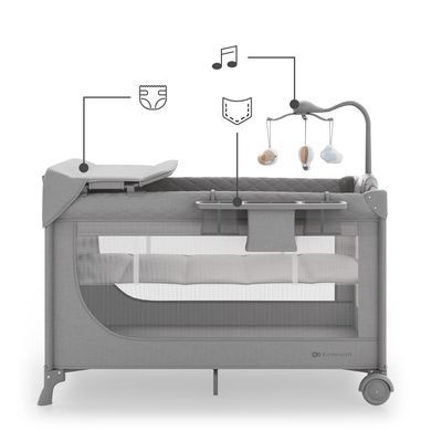 Ліжко-манеж з пеленатором Kinderkraft Leody Up Grey (KCLEODUPGRY00AC) &mdash; купити в Bubbleshop
