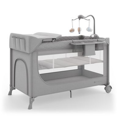 Ліжко-манеж з пеленатором Kinderkraft Leody Up Grey (KCLEODUPGRY00AC) &mdash; купити в Bubbleshop