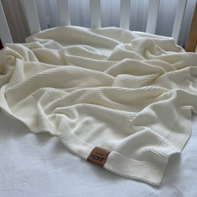 Плед вязаний Рогожка new айворі &mdash; купити в Bubbleshop