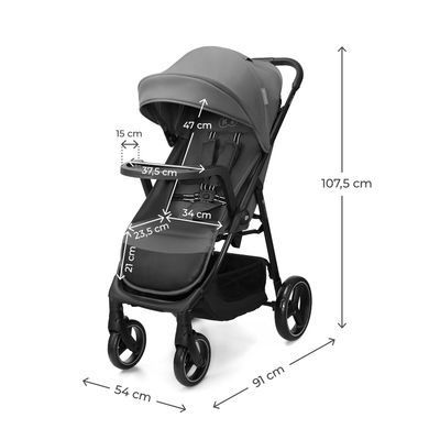 Прогулянкова коляска Kinderkraft Trig 3 Tray Grey (KSTRIG03GRY000T) &mdash; купити в Bubbleshop