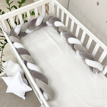 Бортик-коса білий/сірий/графіт &mdash; купити в Bubbleshop