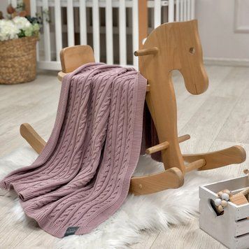 Плед вязаний Коса суха троянда &mdash; купити в Bubbleshop