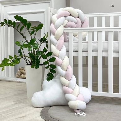 Бортик-коса білий/молочний/рожевий &mdash; купити в Bubbleshop