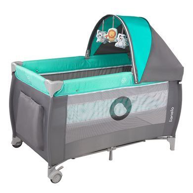 Ліжечко-манеж Lionelo SVEN PLUS TURQUOISE / GREY &mdash; купити в Bubbleshop