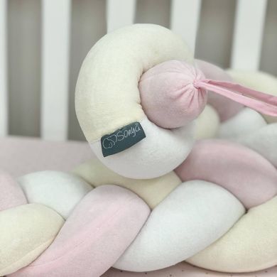 Бортик-коса білий/молочний/рожевий &mdash; купити в Bubbleshop