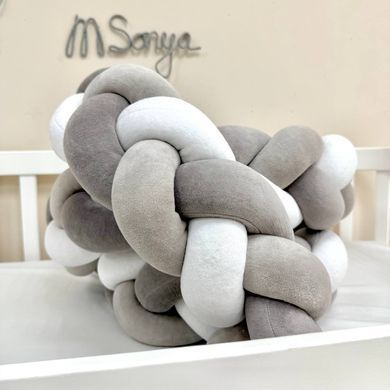 Бортик-коса білий/сірий/графіт &mdash; купити в Bubbleshop