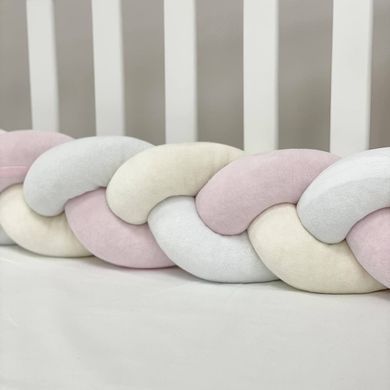 Бортик-коса білий/молочний/рожевий &mdash; купити в Bubbleshop