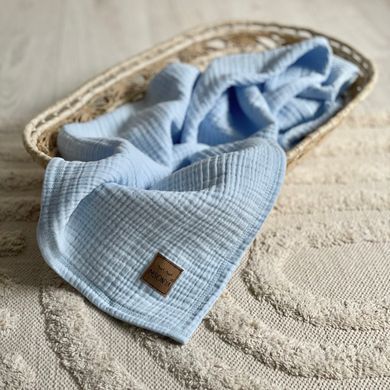 Плед муслін жатка блакитний без бахроми &mdash; купити в Bubbleshop