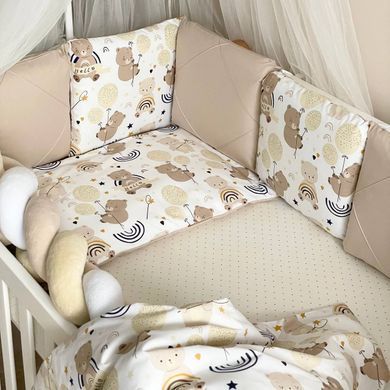 Комплект постільної білизни для новонародженого Happy night Ведмедик з кульками, колір бежевий &mdash; купити в Bubbleshop