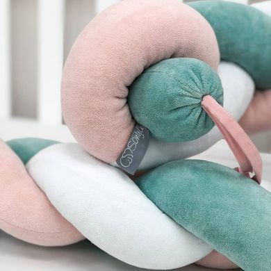 Бортик-коса білий/мята темна/пудра &mdash; купити в Bubbleshop