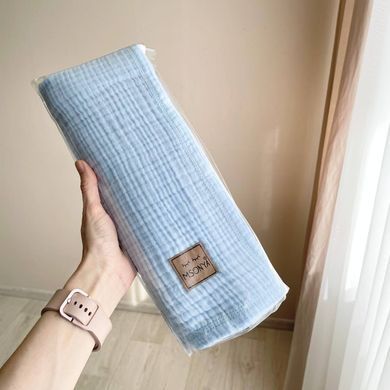 Плед муслін жатка блакитний без бахроми &mdash; купити в Bubbleshop