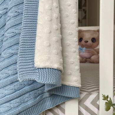 Плед вязаний Wellsoft Коса блакитний &mdash; купити в Bubbleshop