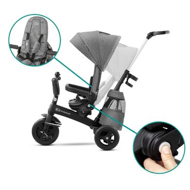 Триколісний велосипед Kinderkraft Easytwist Platinum Grey (KKRETWIGRY0000) KKRETWIGRE0000 фото