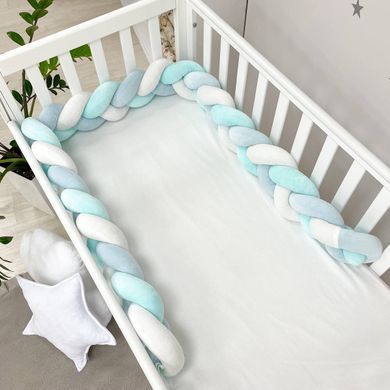 Бортик-коса білий/мята світла/яскрава мята &mdash; купити в Bubbleshop