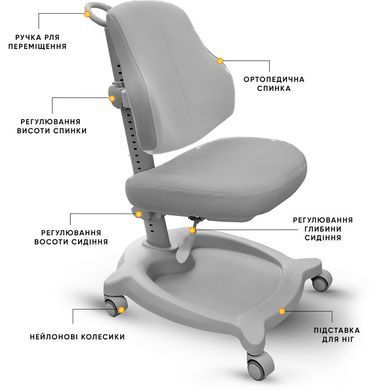 Крісло дитяче ErgoKids GT Y-402 ortopedic grey &mdash; купити в Bubbleshop