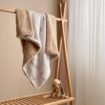 Плед муслін на хутрі Teddy Зайці з кульками &mdash; купити в Bubbleshop