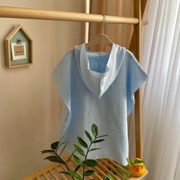 Пончо Муслін Блакитний &mdash; купити в Bubbleshop