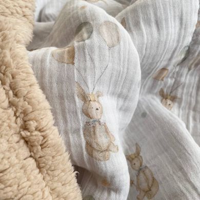 Плед муслін на хутрі Teddy Зайці з кульками &mdash; купити в Bubbleshop