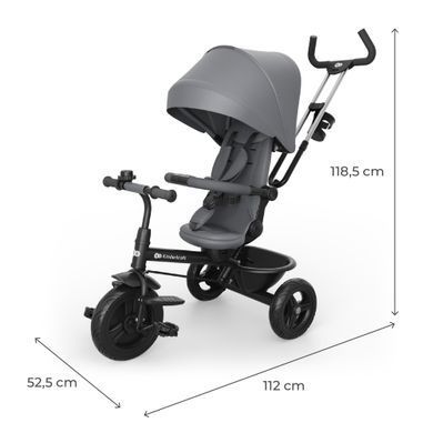 Триколісний велосипед Kinderkraft Aston 2 Plus Grey &mdash; купити в Bubbleshop