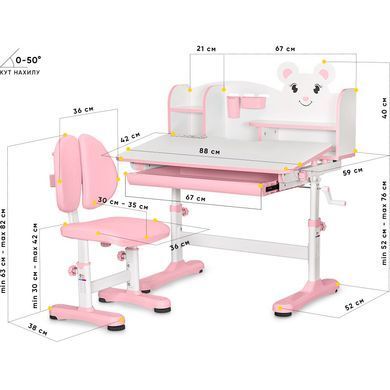 Комплект парта і стілець Evo-Kids BD-29 PN Panda XL  &mdash; купити в Bubbleshop