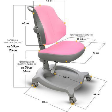 Крісло дитяче ErgoKids GT Y-402 ortopedic pink &mdash; купити в Bubbleshop