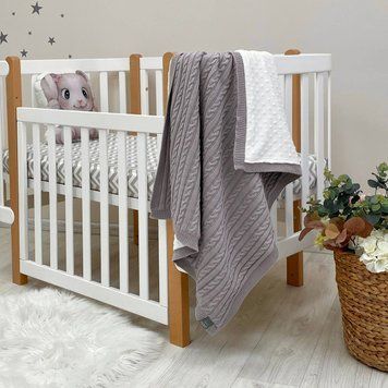 Плед вязаний Wellsoft Коса сірий &mdash; купити в Bubbleshop