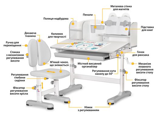 Комплект парта и стул Evo-Kids BD-29 G Panda XL BD-29 G фото