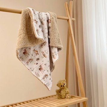 Плед муслін на хутрі Teddy Лісові звірі &mdash; купити в Bubbleshop