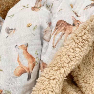 Плед муслін на хутрі Teddy Лісові звірі &mdash; купити в Bubbleshop