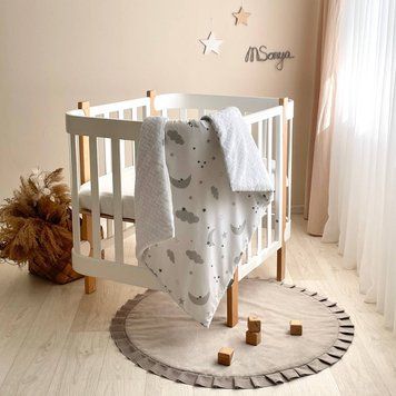 Плед-конверт з ковдрою на на Minky/косичка Хмаринки сірі &mdash; купити в Bubbleshop