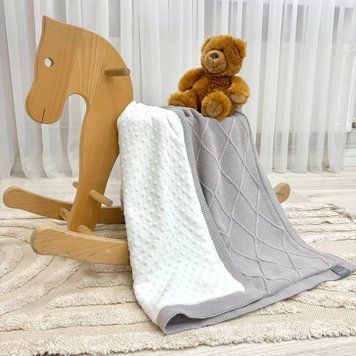 Плед вязаний Wellsoft Ромби сірий &mdash; купити в Bubbleshop