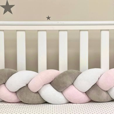 Бортик-коса білий/сірий/рожевий &mdash; купити в Bubbleshop