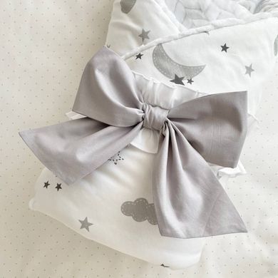 Плед-конверт з ковдрою на на Minky/косичка Хмаринки сірі &mdash; купити в Bubbleshop