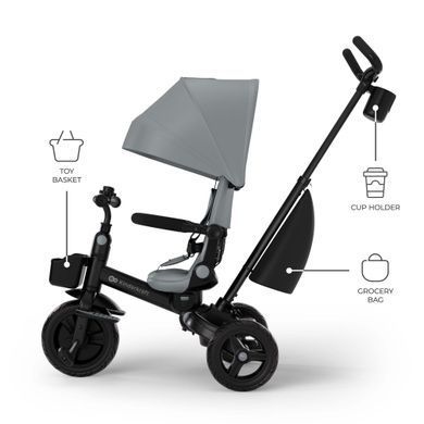 Триколісний велосипед Kinderkraft Aveo 2 Plus Grey (KRAVEO02GRY0000) &mdash; купити в Bubbleshop