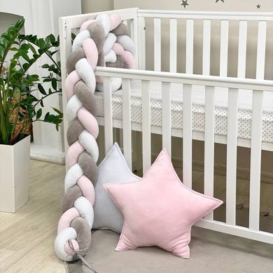 Бортик-коса білий/сірий/рожевий &mdash; купити в Bubbleshop