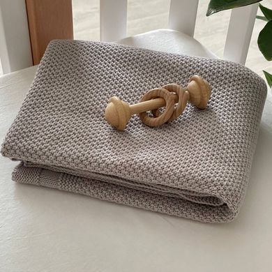 Плед вязаний Рогожка сірий &mdash; купити в Bubbleshop