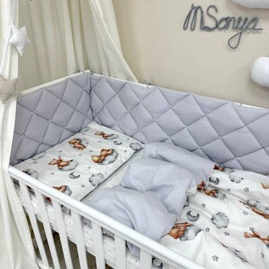 Комплект постільної білизни для новонародженого Baby Mix Тедді сірий &mdash; купити в Bubbleshop