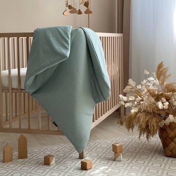Плед-конверт з ковдрою вафля+варена бавовна мята &mdash; купити в Bubbleshop