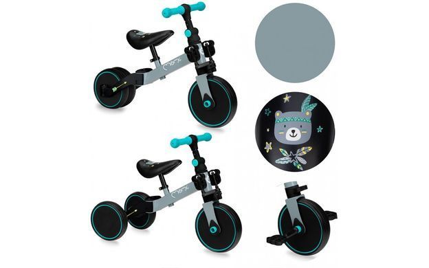 Біговел-велосипед MoMi LORIS 4 в 1 Grey-Turquoise &mdash; купити в Bubbleshop