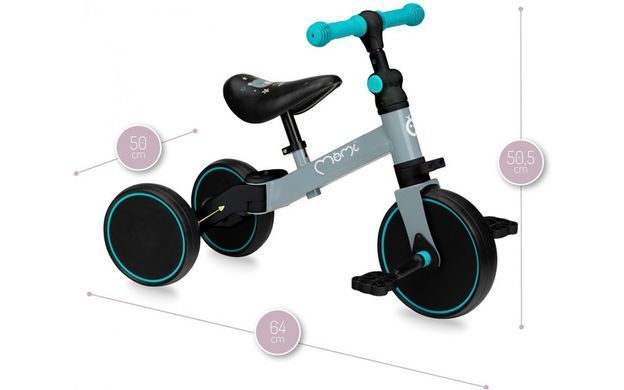 Біговел-велосипед MoMi LORIS 4 в 1 Grey-Turquoise &mdash; купити в Bubbleshop