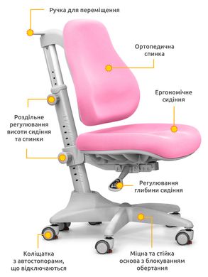 Дитяче крісло Mealux Match grey base Pink Y-528 KP фото