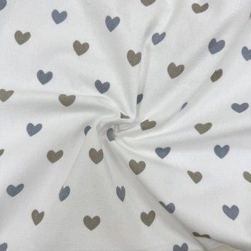 Непромокаюча пелюшка Поплін/Мембрана Сердечка бежеві &mdash; купити в Bubbleshop