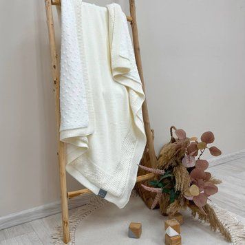 Плед вязаний Wellsoft Рогожка new айворі &mdash; купити в Bubbleshop